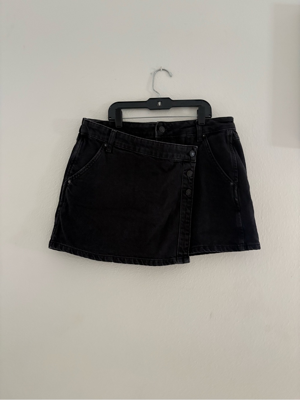We The Free Black Denim Mini Skirt with Back Pockets